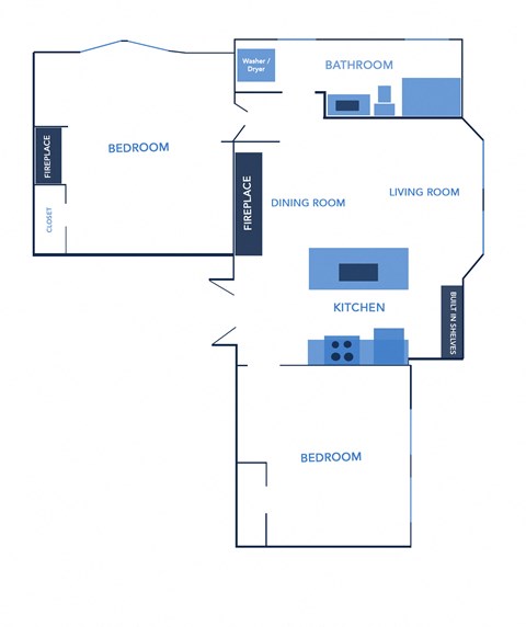 a floor plan of a house with a bedroom and a living room